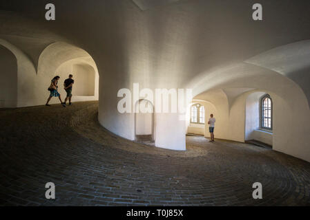 Copenhagen. Denmark. The Round Tower (Rundetaarn) on Købmagergade, interior equestrian spiral ramp. 17th-century tower built as an astronomical observ Stock Photo