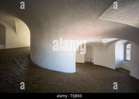 Copenhagen. Denmark. The Round Tower (Rundetaarn) on Købmagergade, interior equestrian spiral ramp. 17th-century tower built as an astronomical observ Stock Photo