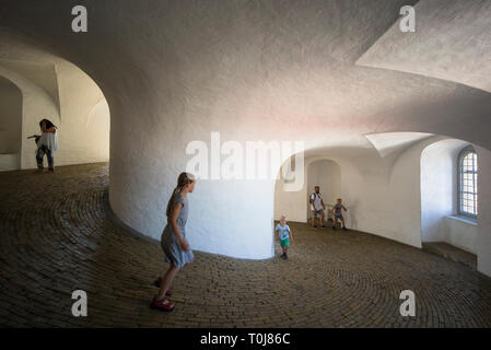 Copenhagen. Denmark. The Round Tower (Rundetaarn) on Købmagergade, interior equestrian spiral ramp. 17th-century tower built as an astronomical observ Stock Photo