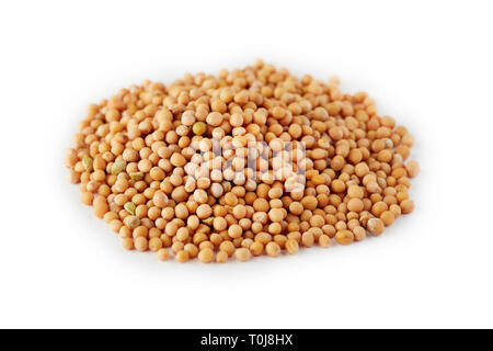 Organic yellow mustard seeds isolated on white background Stock Photo