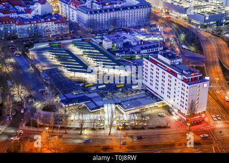 Central coach railway station, fair dam, Charlottenburg, Berlin, Germany, Zentraler Omnibusbahnhof, Messedamm, Deutschland Stock Photo