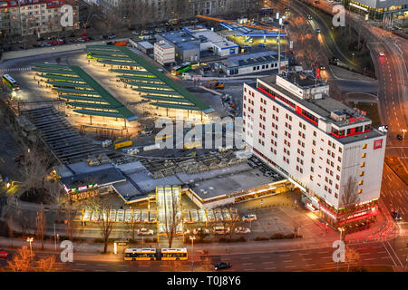 Central coach railway station, fair dam, Charlottenburg, Berlin, Germany, Zentraler Omnibusbahnhof, Messedamm, Deutschland Stock Photo