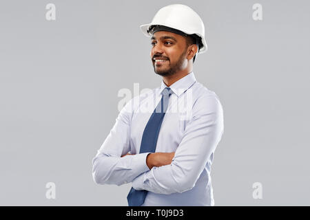 indian architect or businessman in helmet Stock Photo