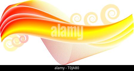 abstract yellow and red curves on white background Stock Vector