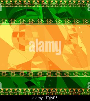yellow green colored image of frame with abstract figures Stock Vector