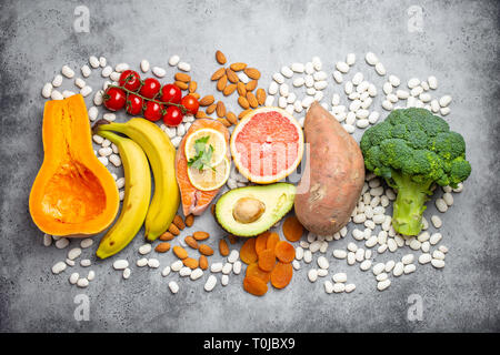 Natural food sources of potassium Stock Photo