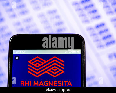 RHI Magnesita N.V. company logo seen displayed on smart phone. Stock Photo