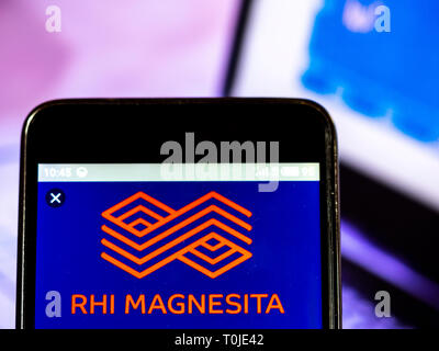 RHI Magnesita N.V. company logo seen displayed on smart phone. Stock Photo