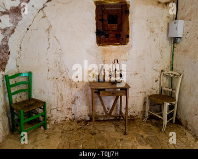 Kitchen of a rural house of the XIX century in the town of Hita, in Guadalajara Spain. Stock Photo