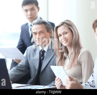 close up.portrait of a business team in the workplace in the office Stock Photo