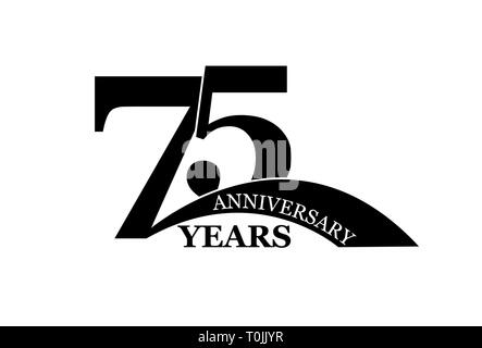 75 years anniversary, flat simple design, logo Stock Vector