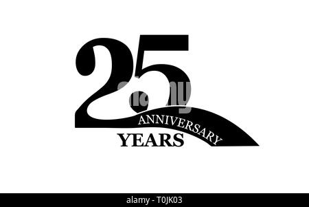 25 years anniversary, flat simple design, logo Stock Vector
