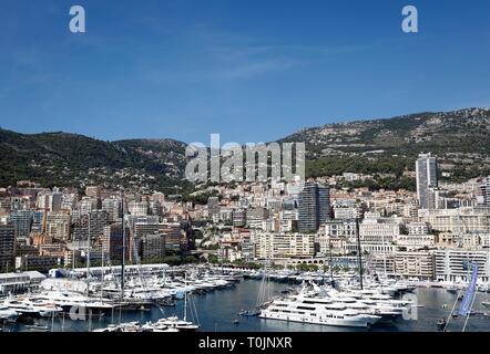 (190320) -- BEIJING, March 20, 2019 (Xinhua) -- Photo taken on Sept. 27, 2018 shows the view of the La Condamine city in Monaco. (Xinhua/Wu Lei) Stock Photo