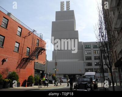 New York, USA. 13th Mar, 2019. The New Museum, which looks like a few piled up building blocks from the outside. Credit: Johannes Schmitt-Tegge/dpa/Alamy Live News Stock Photo