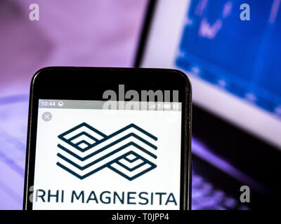 Ukraine. 20th Mar, 2019. RHI Magnesita N.V. company logo seen displayed on a smart phone. Credit: Igor Golovniov/SOPA Images/ZUMA Wire/Alamy Live News Stock Photo