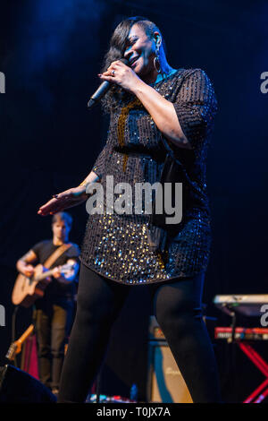 Glasgow, Scotland, UK. 20th March, 2019. Gabrielle in concert at The Old Fruit Market. Credit: Stuart Westwood/Alamy Live News Stock Photo