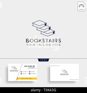 book stairs line art logo template vector illustration icon element isolated - vector file Stock Vector