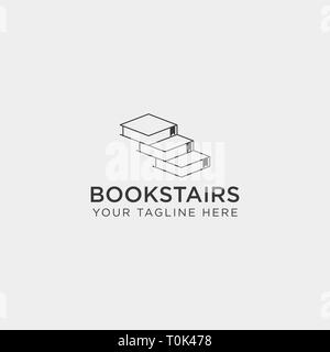 book stairs line art logo template vector illustration icon element isolated - vector file Stock Vector
