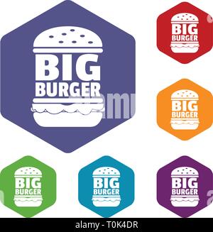 Big burger icons vector hexahedron Stock Vector