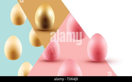 A pastel coloured abstract Easter eggs background design layout. Vector illustration. Stock Vector