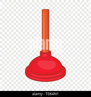 Red cup plunger icon, cartoon style Stock Vector