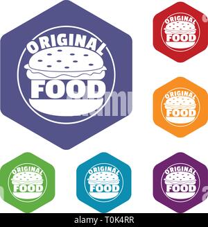 Original burger icons vector hexahedron Stock Vector