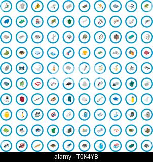 100 iron icons set, isometric 3d style Stock Vector