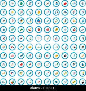 100 it business icons set, isometric 3d style Stock Vector