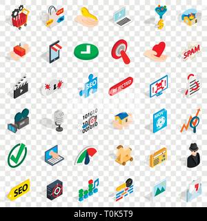 Computer protection icons set, isometric style Stock Vector