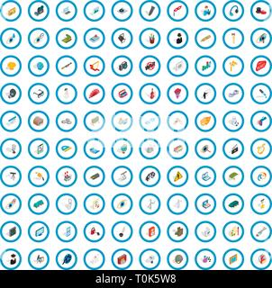 100 job icons set, isometric 3d style Stock Vector