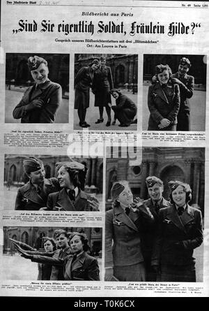 events, Second World War / WWII, Germany, women in war, female auxiliaries of the Wehrmacht in Paris, series of pictures from the magazine 'Das Illustrierte Blatt', 7.12.1940, Additional-Rights-Clearance-Info-Not-Available Stock Photo