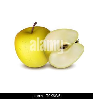 Three apples isolated on white background. Red, yellow and green color. Vector Stock Vector