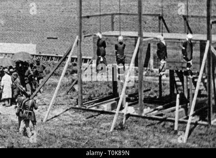justice, penitentiary system, hanging, execution of the conspirators of the assassination of Abraham Lincoln, Fort Lesley McNair, Washington D.C., 7.7.1865, Additional-Rights-Clearance-Info-Not-Available Stock Photo
