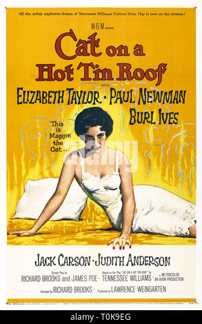 ELIZABETH TAYLOR POSTER, CAT ON A HOT TIN ROOF, 1958 Stock Photo