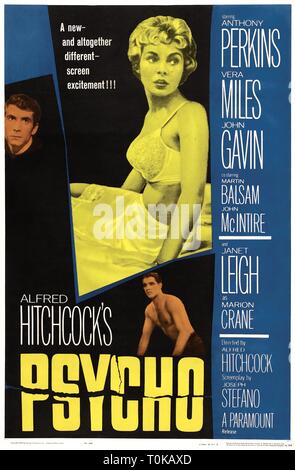 ANTHONY PERKINS, JANET LEIGH, JOHN GAVIN POSTER, PSYCHO, 1960 Stock Photo