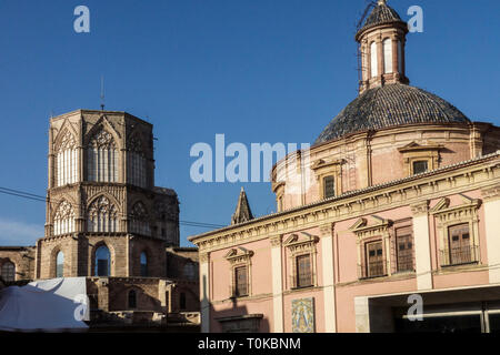 Unfinished Cathedral Tower Valencia, 14th Century, Basílica de la Mare de Déu dels Desamparats, Basilica of Our Lady of the Forsaken, Valencia Spain Stock Photo