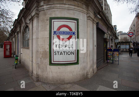 Temple Underground Station, London, Stock Photo