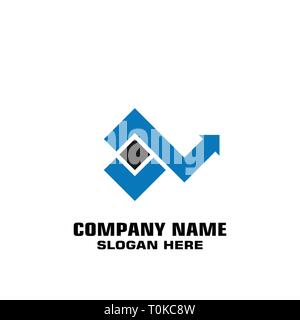 Square arrow graphic logo template, progress symbols, flat logo design. Stock Vector