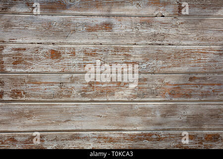 Vintage gray wood background, Old weathered wooden horizontal planks painted and partially faded. Stock Photo