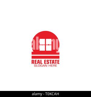 Real estate logo design, window logo, flat design. Stock Vector