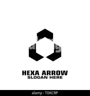 Hexagon shape with three arrow logo designs concept template Stock ...
