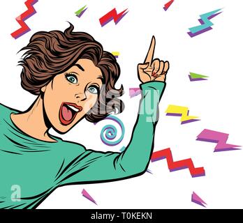 woman pointing finger Stock Vector