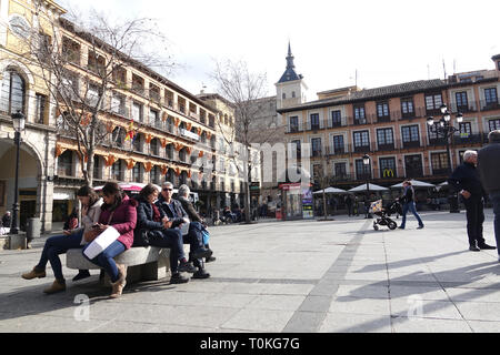 TOLEDO-SPAIN-FEB 20, 2019: The Plaza de Zocodover is a square of the city of Toledo, in the autonomous community of Castile-La Mancha, Spain Stock Photo