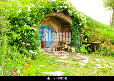 Hobbiton Movie Set - Location for the Lord of the Rings and The Hobbit films. Hobbit hole home. Visitor attraction in Waikato region New Zealand
