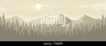 Horizontal panorama of the mountain range Stock Vector