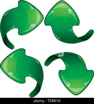 Set of green glitter arrows, vector illustration Stock Vector