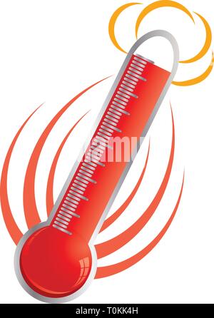 Illustration of heat, hot flaming thermometer, part 2, vector Stock Vector
