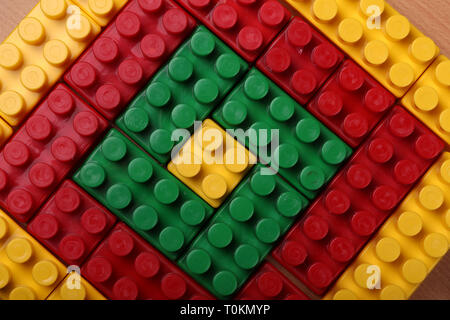 Beautiful background from a multi-colored plastic brick Stock Photo