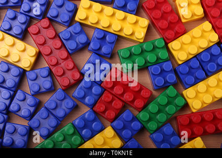 Beautiful background from a multi-colored plastic brick Stock Photo