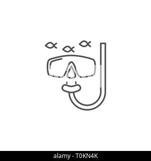 Snorkeling Icon. Snorkeling Related Vector Line Icon. Isolated on White Background. Editable Stroke. Stock Vector